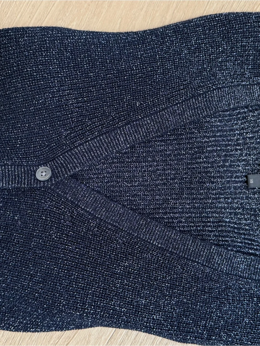 J. Crew Metallic Navy Ribbed V-Neck Cardigan